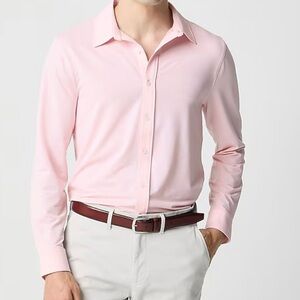 NWT J Crew Factory Jacquard All Day Performance Shirt M $120 Red White Jacquard